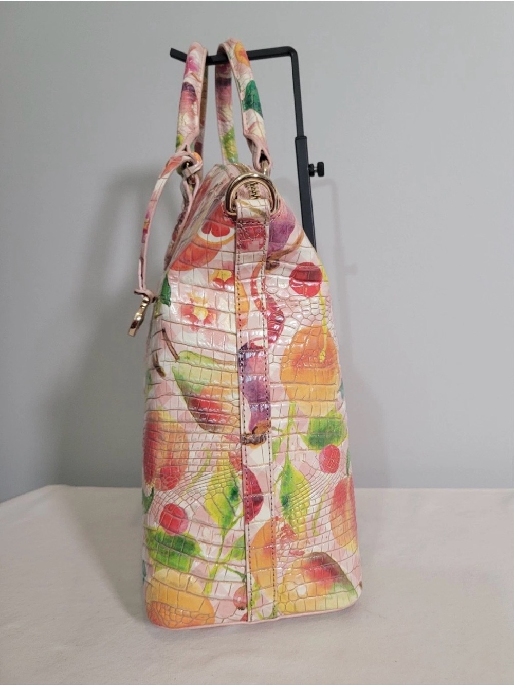 Brahmin Large Duxbury Satchel Fruit Salad Ombre Melbourne Leather Handbag NWT - Picture 7 of 16